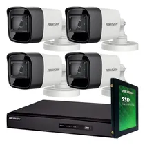 Comprar Kit Seguridad Hikvision Full Hd Dvr 8 + Disco 1 Tb Instalado + 4 Camaras 2mp 1080p Exterior Infrarrojas Domos + Ip M3k