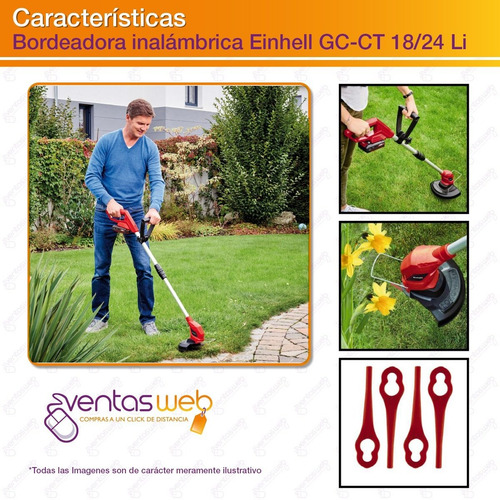 Imagen 4 de 6 de Bordeadora Inalambrica 18v Einhell Gc-ct 18/24 Bateria 4 Amp