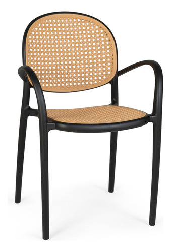 Kit 2 Cadeiras de Jantar Roma com Braço para Sala e Cozinha Magazine Decor Cor Preto