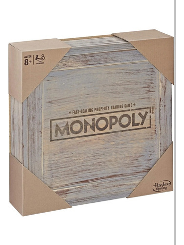 Monopoly Rústico, Tablero Y Piezas De Madera 
