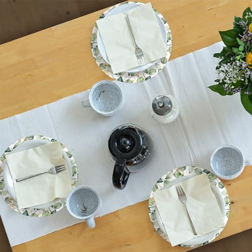 Zhehao 100 Pack Round Eucalyptus Leaves Paper Placemats 12