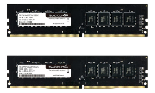 Ram Teamgroup Elite 32gb (2 X 16gb) 3200mhz Ddr4 Sdram Cl22