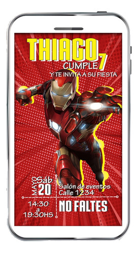 Invitación Digital Iron Man Cumpleaños Infantil