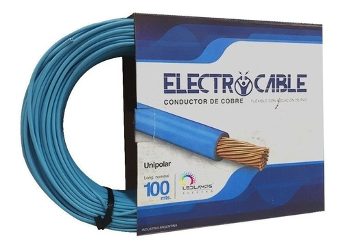 Cable Unipolar 4 Mm Rollo 100 Mts Electrocable Celeste