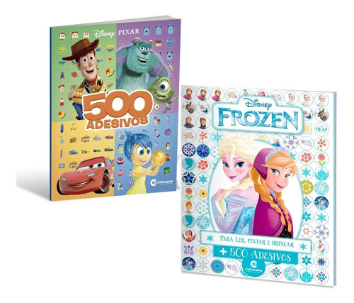 Kit 2 Livros 500 Adesivos Frozen + Disney Pixar - Culturama