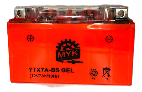 Batería Gel Ytx7a-bs Myk Dakar, Vx2, Vx3, Vx4 - Gkmotos.uy