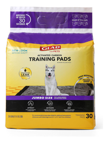 Glad For Pets Jumbo-size Almohadillas De Carbon Para Cachorr