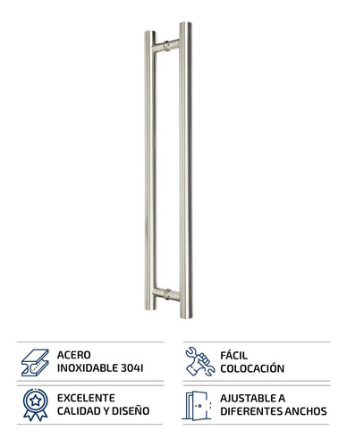 Imagen 2 de 6 de Barral Doble 80 Cm Acero Inoxidable Negro Puerta Manijon