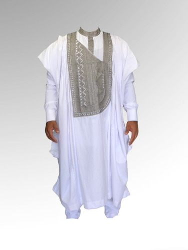 Conjunto Branco Bordado Africano Calça, Camisa Agbada