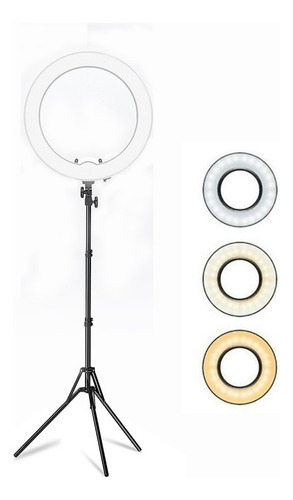 Aro De Luz Led 26cm Selfie Con Tripode 2 Mts + Soporte Cel Color Negro