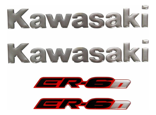 Kit Adesivos Emblema Kawasaki Er-6n Vermelho Resinado 43