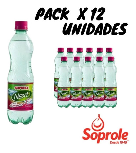 Agua Gasificada -sabor Frambuesa  -soprole -next -pack  X12