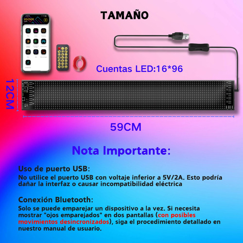 Ojos Led Para Camion Letrero Luminoso Led Programable12x59cm