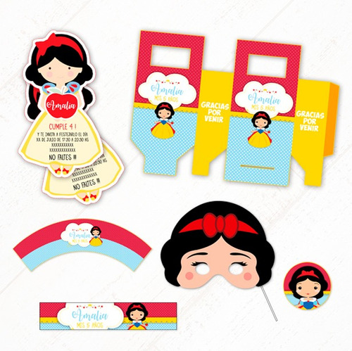 Blancanieves Kit + Props De Regalo ** Textos Editable **