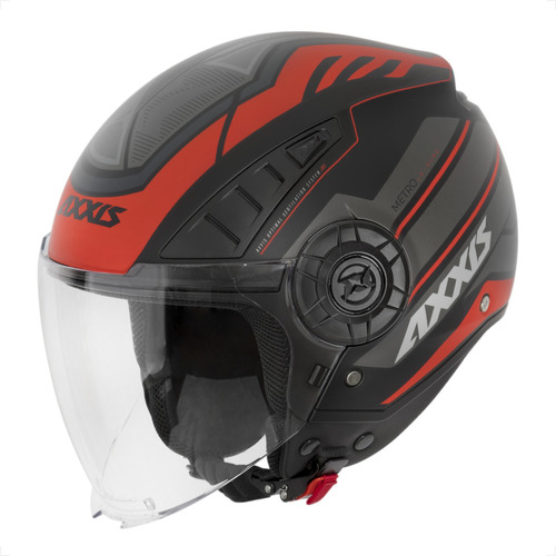 Capacete S Metro Axxis Leisure B25 Vermelho Cinza Aberto