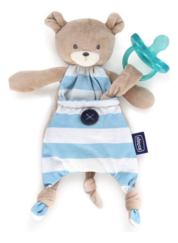 Porta Chupón Chicco Friend Peluche Sin Chupón Osito Azul