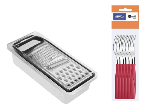 Set Rallador Con Recipiente Organizador  + Tenedores 