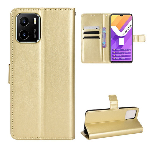 Funda De Cuero Para Vivo Y15a Y15s Y01 Negocio Estilo Flip