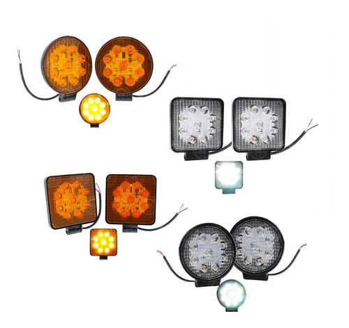 Par Faros 9 Led Con Estrobo Auxiliares 27w Jeep 4x4