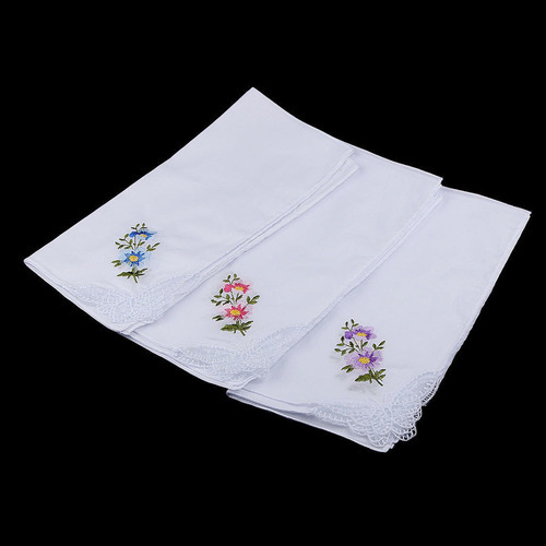 . 24x Pañuelos Algodón Encaje Bordado Estilo Vintage