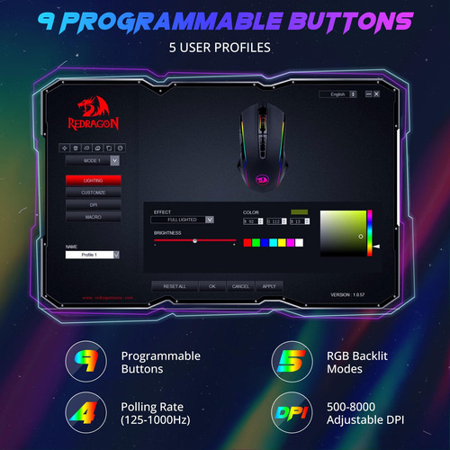 Ratón Para Juegos Redragon M910-k Con Cable Rgb Retroilumina