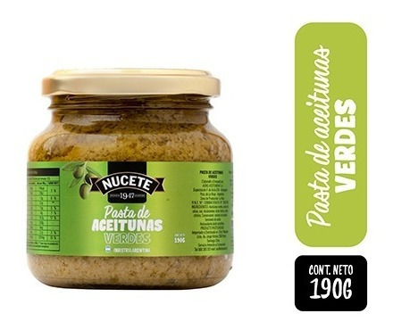 Pasta De Aceitunas Verdes Nucete 190 Gr