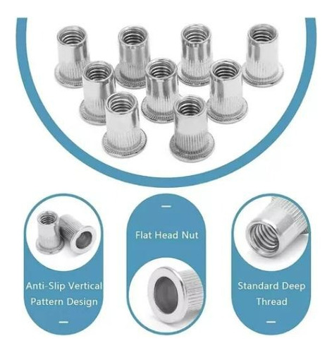 Tuerca Remachable Hilo M6 Fierro Pack 50 - Acero Inoxida