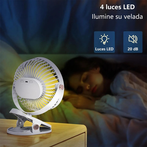 Ventiladores Oscilante Portátiles Luz Led Nocturna