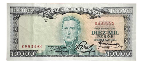 Billete 10000 Pesos Uruguay 1967 Pick 51 B Artigas Excelente