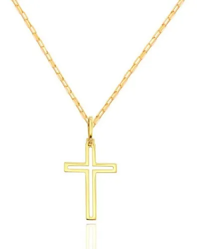 Corrente Masculina Maciça 70cm Com Cruz Crucifixo Ouro 18k