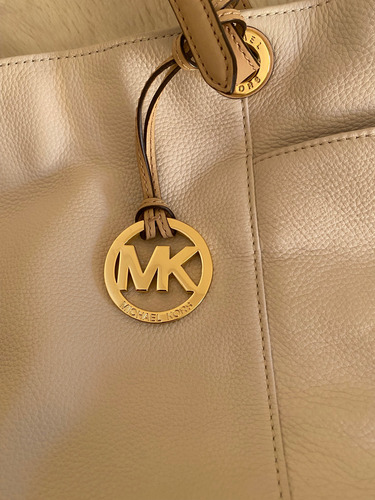 Cartera Michael Kors Beige Lisa Oro Café (Usado)