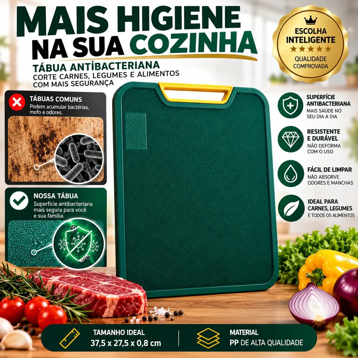 Tábua De Corte Antibacteriana Carne Legumes Cozinha Antimofo