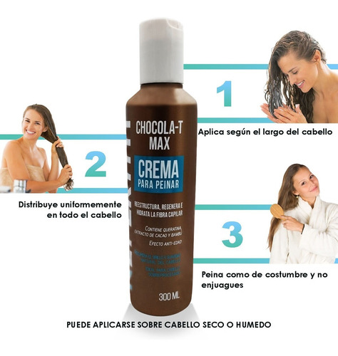 Imagen 3 de 10 de Crema Para Peinar Nefertiti Hidratación Chocola-t Max 300 Ml