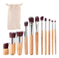 Comprar Set Brochas Maquillaje Profesional Bolso Transporte 11pcs Color Marrón