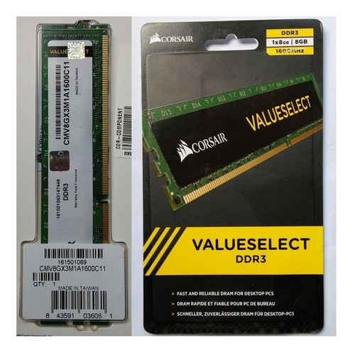 Memoria Ram Pc 4gb 1600mhz Corsair Ddr3 Dimm Garantia