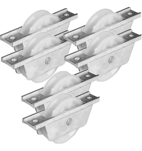Kit 06 Rodinha Roldana Portão De Aluminio Correr Roda Nylon
