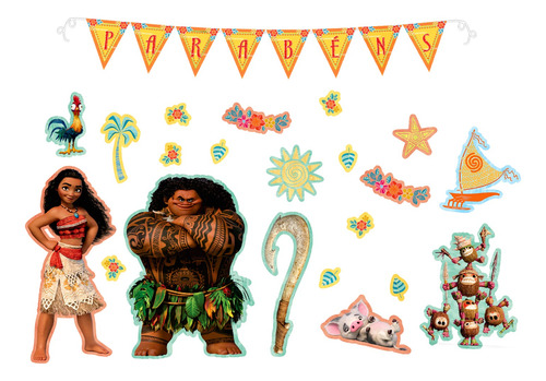 Kit Decorativo Grande Com Painéis E Faixa - Moana