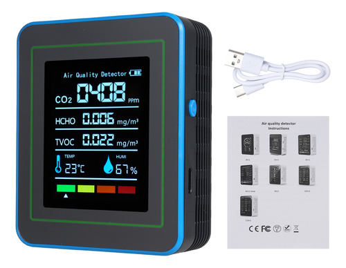 Comprobador De Aire 5 En 1: Co2, Tvoc, Hcho, Temperatura Y H