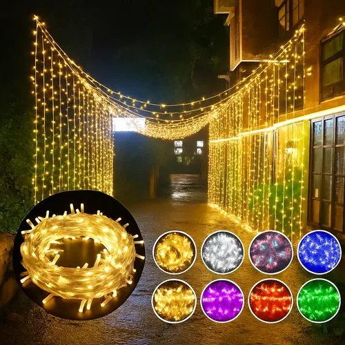 Pisca Pisca 100 Leds Colorido 10m Prova D'água 8 Funções