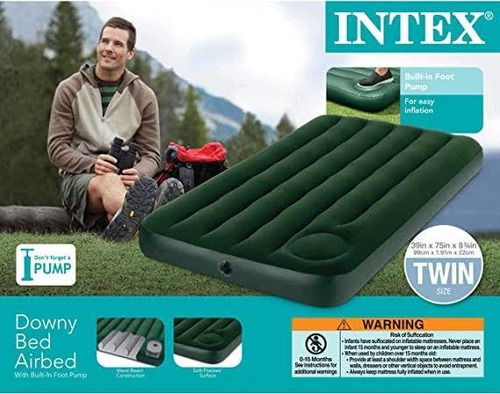 Colchon Inflable Individual Intex Con Bomba, Camping