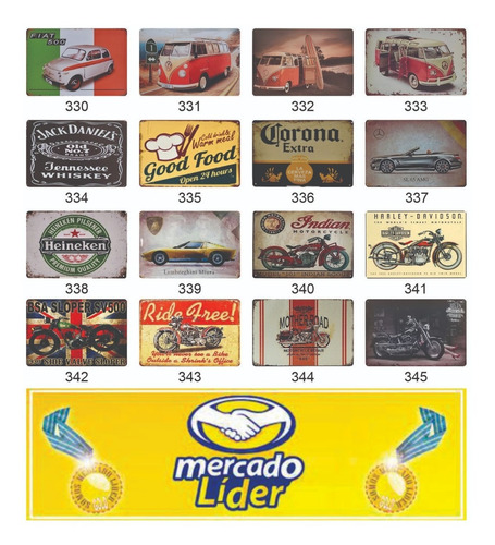 Imagen 8 de 10 de Placa Decorativa Métalicas Diseño Vintage Retro 30 X 15 Cm