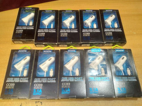 Pack 10   Cargadores Para Auto iPhone  Y Usb