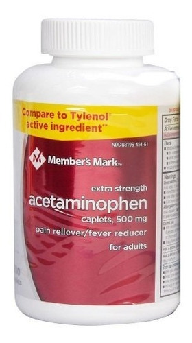 Acetaminofén 600 Tabletas Members Mark 