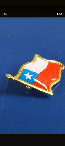 Imagen 3 de 6 de 60 X Piocha, Pin, Bandera Chilena Metálica, Botón, Chile