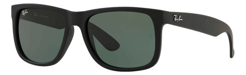 Anteojos de sol Ray-Ban Justin Classic Rb4165l Large, diseño Cuadrado, color negro con marco de nailon color negro mate, lente transparente/negra de policarbonato clásica, varilla negra mate de nailon - RB4165