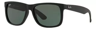 Anteojos de sol Ray-Ban Justin Classic RB4165L Large, diseño Cuadrado, color negro con marco de nailon color negro mate, lente transparente/negra de policarbonato clásica, varilla negra mate de nailon