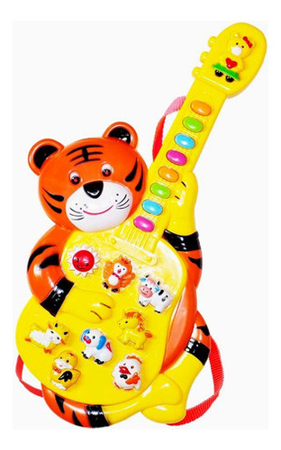 Guitarrinha Guitarra Infantil Tigre Sons Animais A Pilha Ori