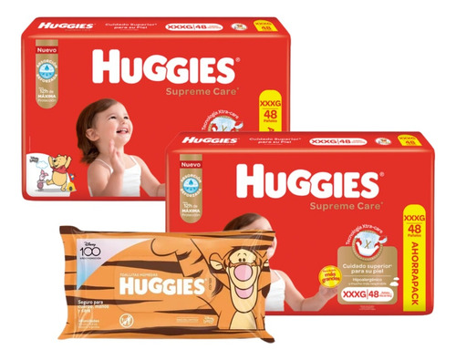 Set Pañales Huggies Supreme Care Toallas Humedas Disney X48u