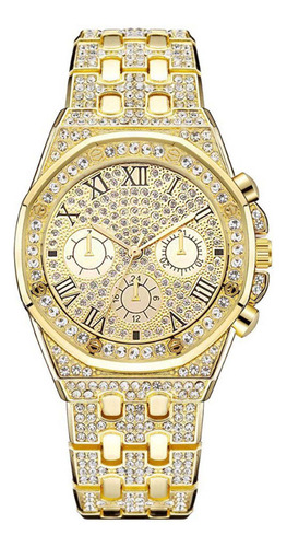 Reloj De Cuarzo De Diamante Unisex De Lujo Con Correa De Ace