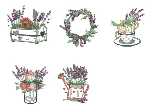 Diseño Matrices Para Maquinas Bordadoras Flores Lavanda 2